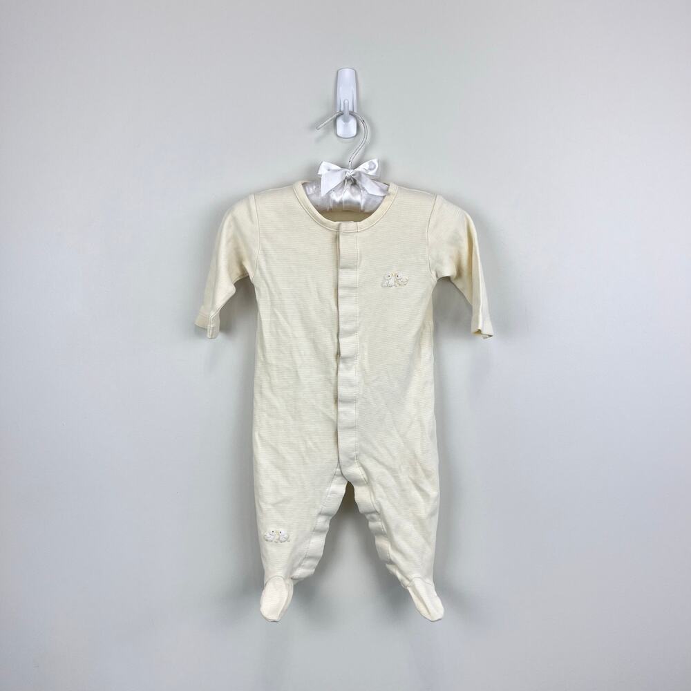 Kissy Kissy Premier Yellow Stripe Embroidered Duck Footie 3-6 Months